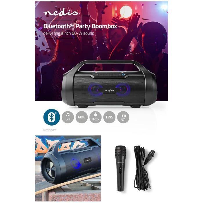 Enceinte bluetooth 50w ipx5 party boombox - nedis NEDIS Pas Cher 