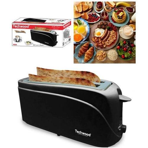 Grille-Pain pour Baguette Noir 1300W 2 longues et larges fentes Ejection automatique design