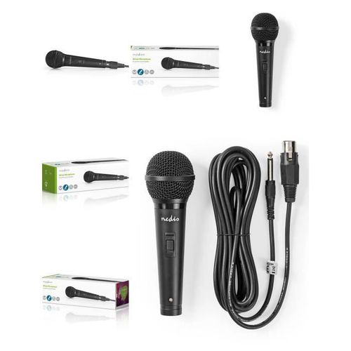 Microphone SONO DJ Dynamique Câble 5.00 m 50 Hz - 15 kHz 600 Ohm Bouton marche/arrêt intégré Métal Noir