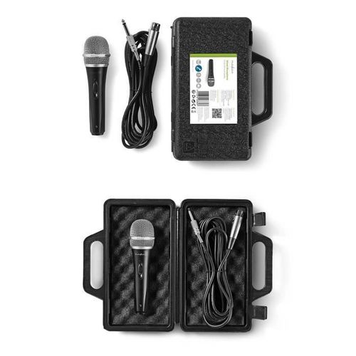 Microphone dynamique PRO filaire Cardioïde Câble détachable 5.00 m 50 Hz - 15 kHz 600 Ohm -72 dB | Bouton marche/arrêt intégré p