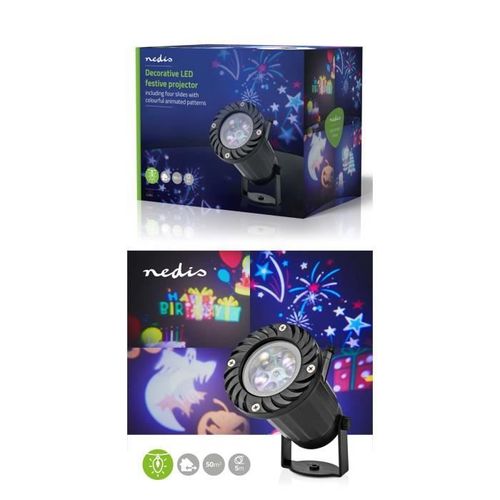 Projecteur de décoration de fête à LED 4 diapositives 16 motifs avec animations colorées pour Noël Int ou ext FÊTES NOEL