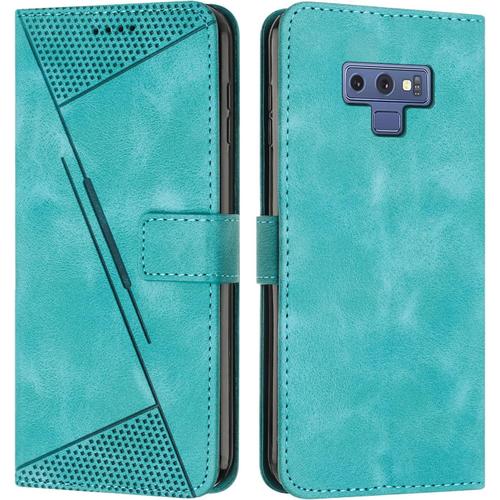 Coque Pour Samsung Galaxy Note 9 Housse Etui Portefeuille,Cuir Multifonction,Fermeture Magnétique À Clapet Anti-Choc Vert