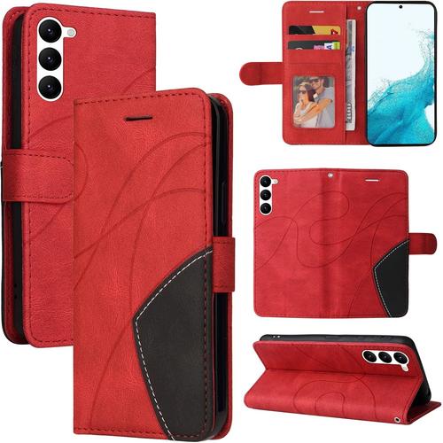 Coque Pour Samsung Galaxy S23, Cuir Multifonction, Antivol,Pochette De Portefeuille,Fermeture Magnétique Flip Case Pour Samsung Galaxy S23 - Rouge