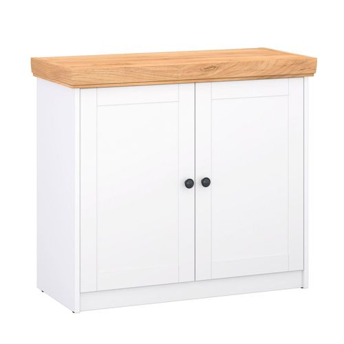 Commode Buffet Chêne Blanc Mat En Bois Style Scandinave Med06011