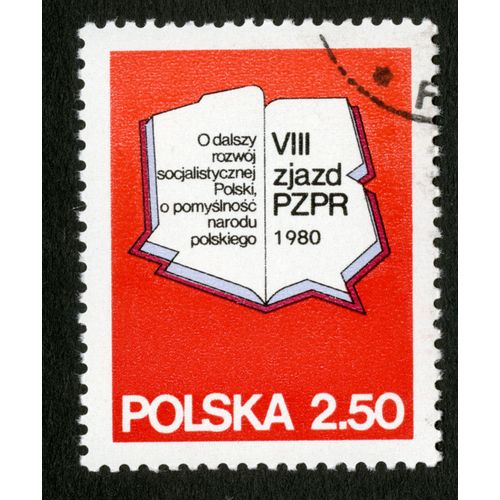 Timbre Oblitéré Polska,Viii Zjazd Pzpr 1980,O Dalszy Rozwoj Socjalistycznej Polski,O Pomyslnosc Narodu Polskiego,2,50