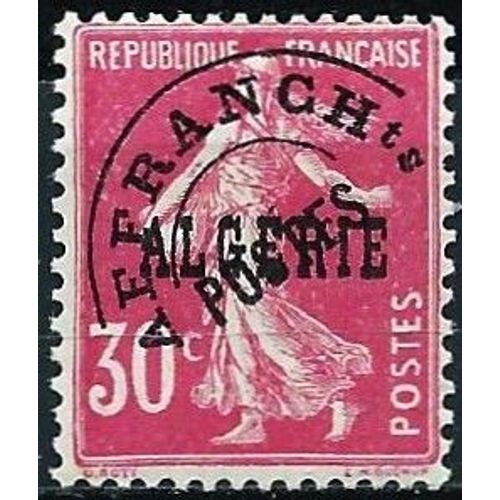Algérie, Département Français 1924 À 1947, Très Beau Timbre Préoblitéré Neuf** Luxe Yvert 6, Type Semeuse Camée 30c. Rose Préo Surchargé "Algérie"