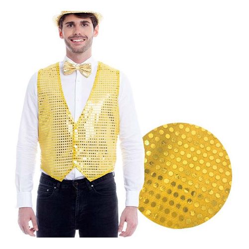 Gilet À Paillettes Dorées Pour Homme