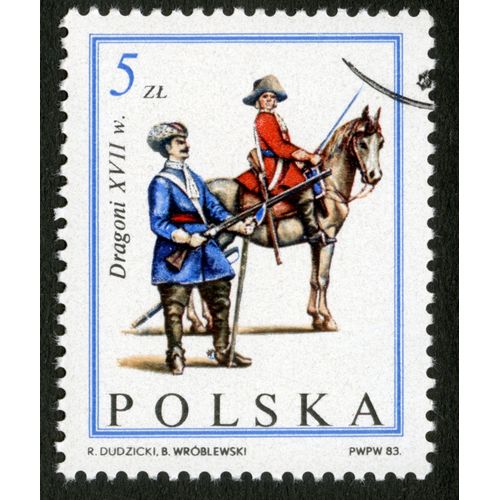 Timbre Oblitéré Polska, Dragoni Xvii W., Dudzicki,Wroblewski, 1983, 5 Zl