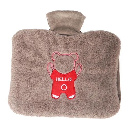 Bouteille d'eau chaude en peluche avec couverture molletonnée douce pour compresse, garde la chaleur