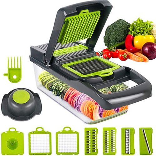 Coupe-Légumes Multifonctionnel 10 En 1, Avec Panier, Trancheur De Fruits Et De Pommes De Terre, Râpe À Carottes, Outils De Cuisine