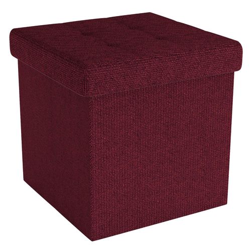 Intirilife Pouf Pliable 30x30x30 Cm En Rouge Cerise - Siège En Cube Avec Espace De Rangement Et Housse En Tissu Avec Creux - Siège En Cube Repose-Pieds Coffre De Rangement Pouf Coffre