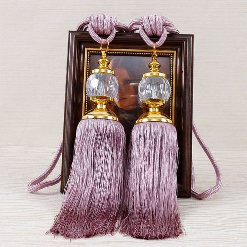 Embrasses Pour Rideaux De Luxe, 1 Paire, Corde, Cravate, Pompon, Décor Boule Perlée, Doré, Gris, Violet, Accessoires Décoratifs