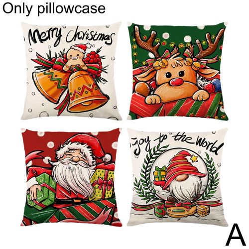 Housse De Coussin Carrée En Lin, Taie D'oreiller De Noël, Décor De Maison, Fête, Maison, Canapé, Chaise, Voiture, 45x45cm