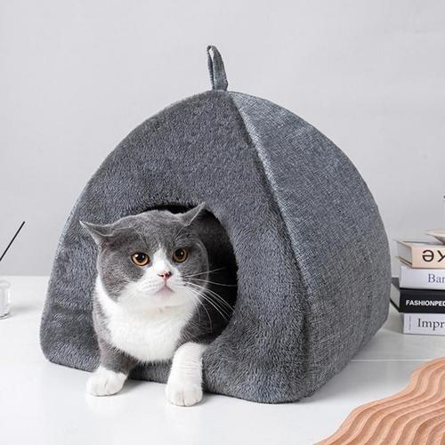 Tente Semi-Fermée Pour Chats D'intérieur, Lit Pour Chiens Et Chatons, Grotte Multifonctionnelle, Douce, Amovible Et Lavable