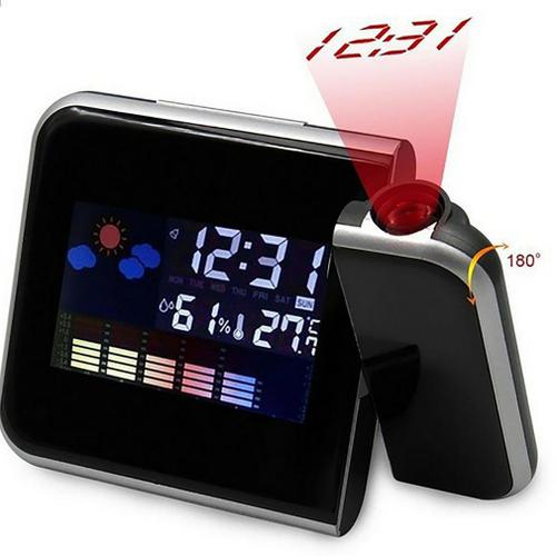 Alarme de Projection numérique LED colorée, réveil, thermomètre, hygromètre, projecteur, horloge électronique de bureau avec fonction Snooze