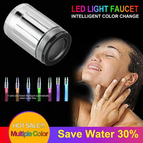 Robinet à lumière LED colorée rvb 7 couleurs, changement de lueur, cuisine douche, économie d'eau, buse de robinet lumineuse