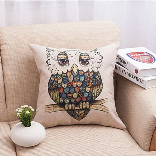 Housse De Coussin En Coton Et Lin, Taie D'oreiller, Drapeau National, Hibou Coloré, 45x45 Cm, Taille, Salon, Chaise, Canapé, Décoration De La Maison