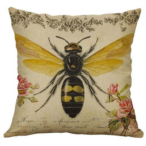 Housse De Coussin En Lin Style Européen Rétro, Petite Abeille, Pour La Maison, La Voiture, Taie D'oreiller De Remplacement, Pour L'extérieur, Queen Size