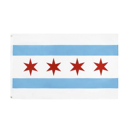 Drapeau de la ville de Chicago, bannière de ville Windy, fanion de la ville, 3x5 pieds, intérieur et extérieur, 4 étoiles