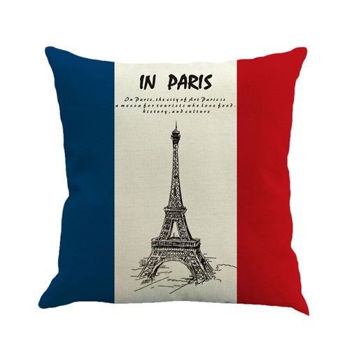 Tour Eiffel Drapeau National France 45x45 Cm, Housse De Coussin En Coton Et Lin, Taie D'oreiller De Taille, Salon, Chaise, Canapé, Décoration De La Maison