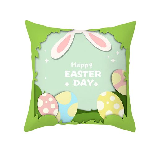 Housse De Coussin De Pâques 18x18 Pouces, Taie D'oreiller En Lin Avec Peinture De Lapin Imprimée, Décorations De Noël, Bougie Oiseau Fleur