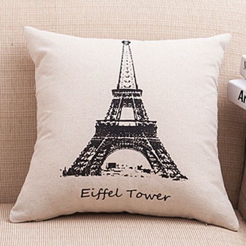 Tour Eiffel 45x45 Cm, Housse De Coussin En Coton Et Lin, Taie D'oreiller De Taille, Chaise De Salon, Canapé, Décoration De La Maison, Nouvelle Collection
