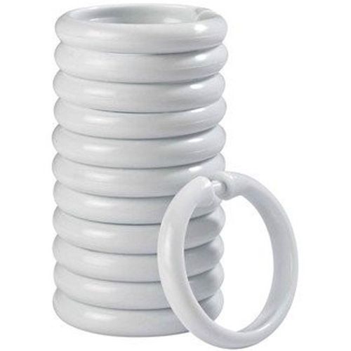 Lot De 12 Crochets De Rideau De Douche En Plastique Blanc, Anneau De Rideau De Douche Transparent De Type O, Grand Crochet De Rideau, Accessoires