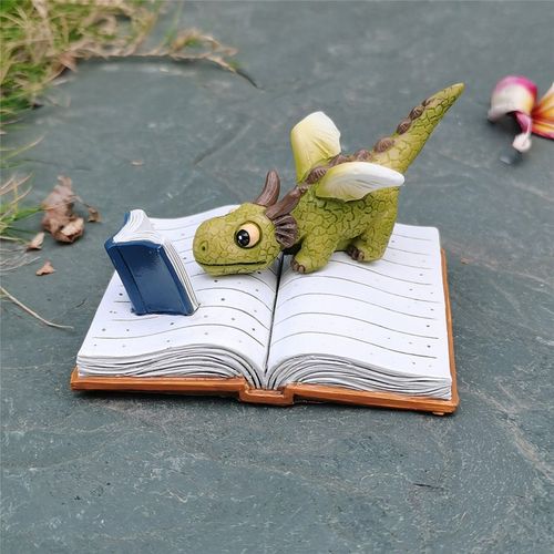 Mini Statues de lecture de dragons, décoration de jardin, ornement artisanal en résine, Micro paysage, sculpture de bureau les plus frappantes