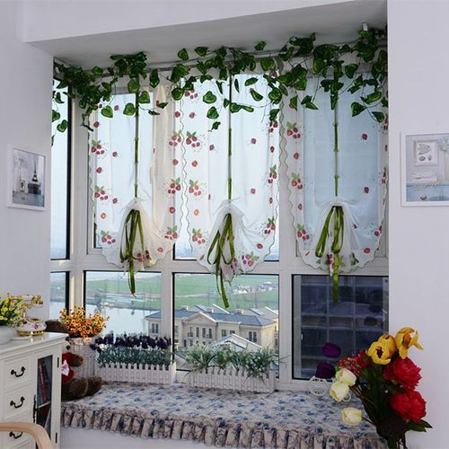 Rideaux De Fenêtre En Tulle, Livraison Gratuite, Fleur De Fraise, Produit Fini, Qualité, Vêtements De Maison Et Ameublement, Offre Spéciale