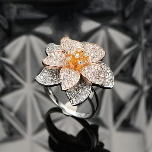 2022 Nouvelle Belle Flowers Ring Feme S925 Silver Three Color Ring Plaqué Exotique Or