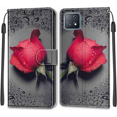 Coque Oppo A72 5g/A73 5g/A53 5g, Etui Oppo A72 5g/A73 5g/A53 5g, Étui Housse En Cuir Coque Antichoc Flip Case Housse Avec Fentes De Cartes Magnétique Portefeuille Protection Case Rose 1