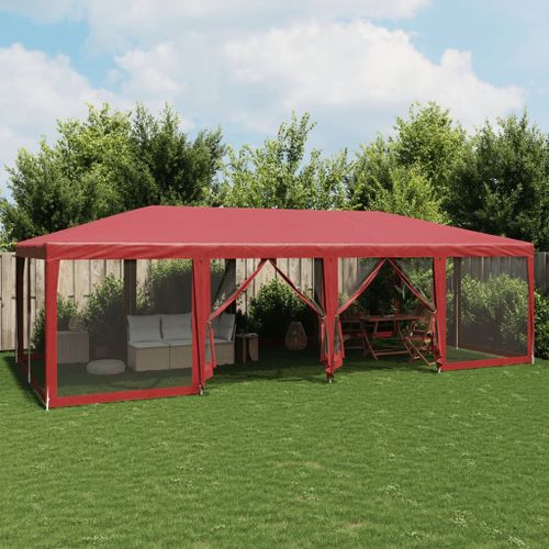 Vidaxl Tente De Fête Avec 12parois Latérales En Maille Rouge 8x4m Pehd
