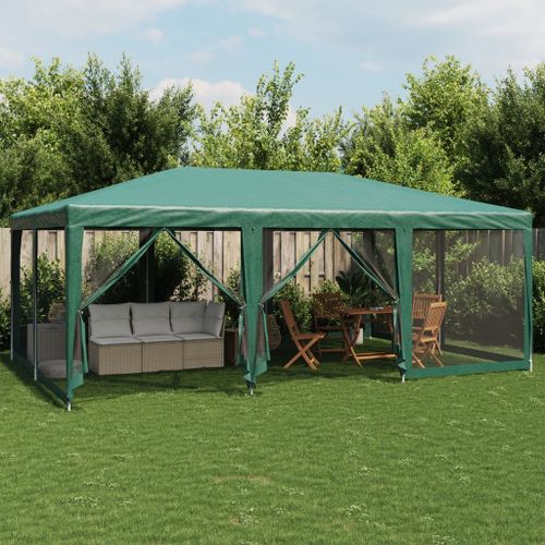 Vidaxl Tente De Fête Avec 10 Parois Latérales En Maille Vert 6x4m Pehd
