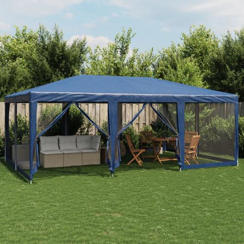 Vidaxl Tente De Fête Avec 10 Parois Latérales En Maille Bleu 6x4m Pehd