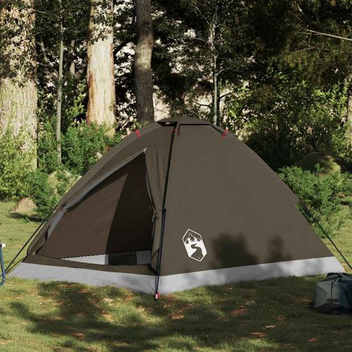 Vidaxl Tente De Camping À Dôme 2 Personne Marron Imperméable