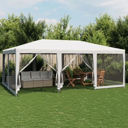 Vidaxl Tente De Fête Avec 10parois Latérales En Maille Blanc 6x4m Pehd
