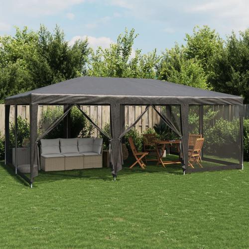 Vidaxl Tente De Fête Avec 10 Parois Latérales Maille Anthracite 6x4 M