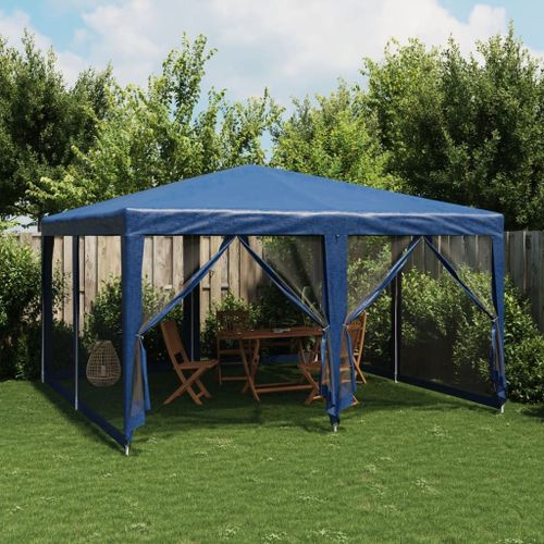 Vidaxl Tente De Fête Avec 8 Parois Latérales En Maille Bleu 4x4m Pehd