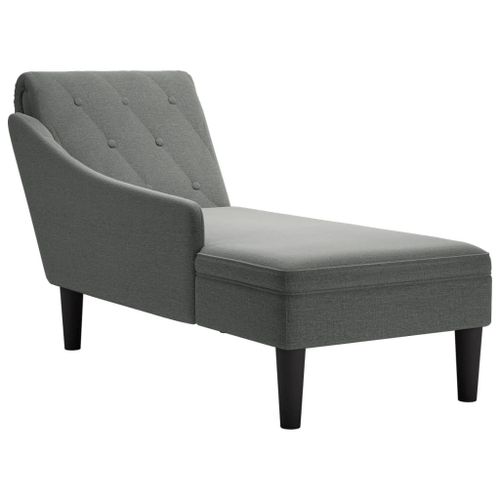 Vidaxl Fauteuil Long Avec Coussin Et Accoudoir Droit Gris Foncé Tissu