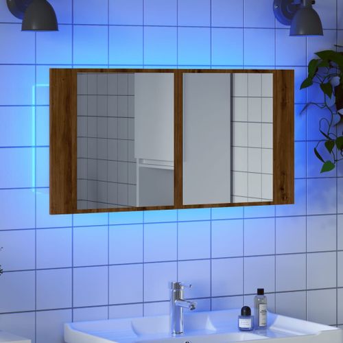 Vidaxl Armoire À Miroir Led Chêne Artisanal 90x12x45cm Bois Ingénierie