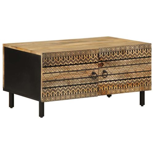 Vidaxl Table Basse Noir 80x50x40 Cm Bois De Manguier Massif Brut