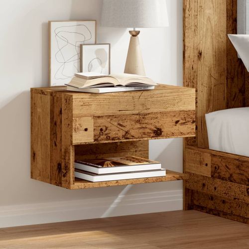 Vidaxl Table De Chevet Murale Vieux Bois