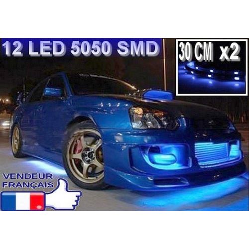 2 Bandes De 12 Led Bleu - 30 Cm - Adhésives, Souples, Waterproof (Étanche) - 12v - Tuning / Daylight / Portières / Intérieur / Auto / Trottinette / Moto / Pc