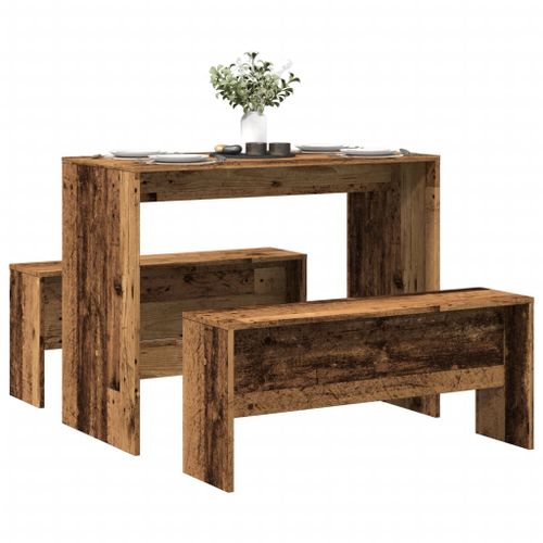 Vidaxl Ensemble Table À Manger Et Bancs 3 Pcs Bois D'ingénierie