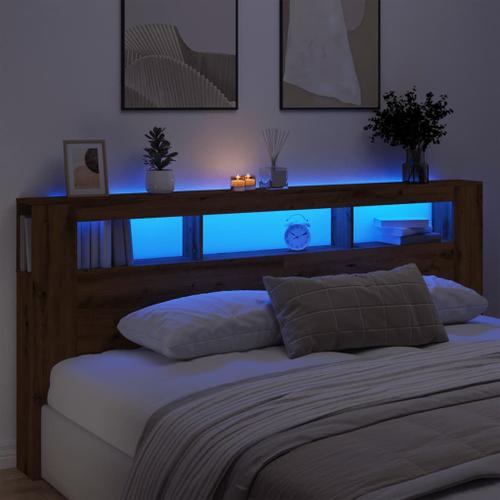 Vidaxl Tête De Lit À Led Chêne Artisanal 220x18,5x103,5 Cm