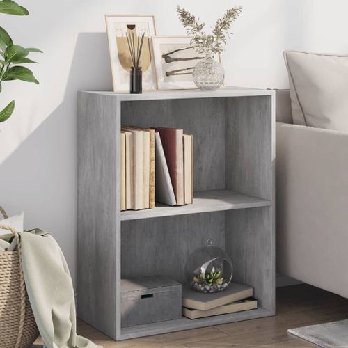 Vidaxl Bibliothèque À 2 Niveaux Gris Béton Bois D'ingénierie