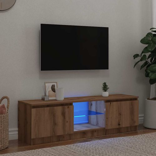 Vidaxl Meuble Tv Avec Lumières Led Chêne Artisanal Bois D'ingénierie