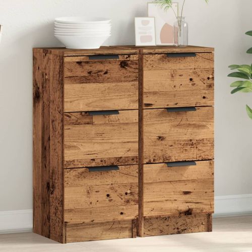Vidaxl Buffets 2 Pcs Vieux Bois 30x30x70 Cm Bois D'ingénierie