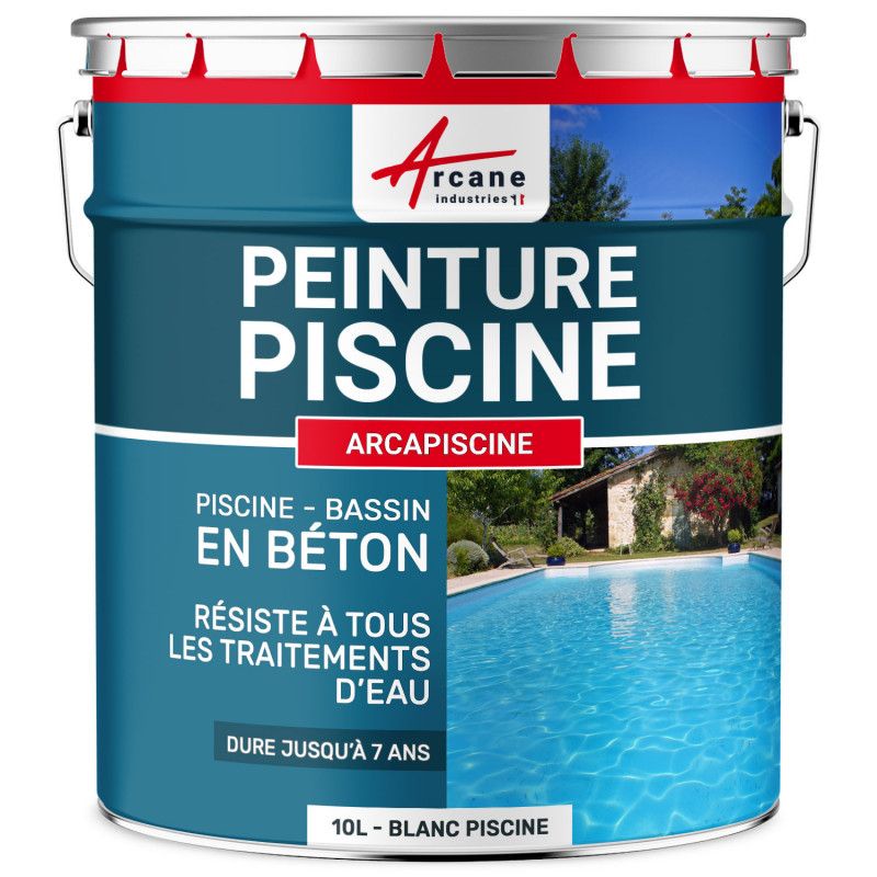 Peinture Piscine Bassin B&eacute;ton ARCAPISCINE Ciment D&eacute;coration Imperm&eacute;able Bleu Blanc