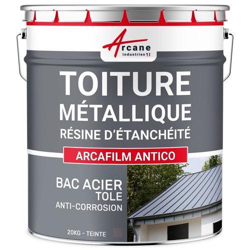 Produit d'étanchéité toiture métallique bac acier peinture tôle bardage rouille résistant à la corrosion et aux intempéries ARCAFILM ANTICO Gris orage 20 Kg